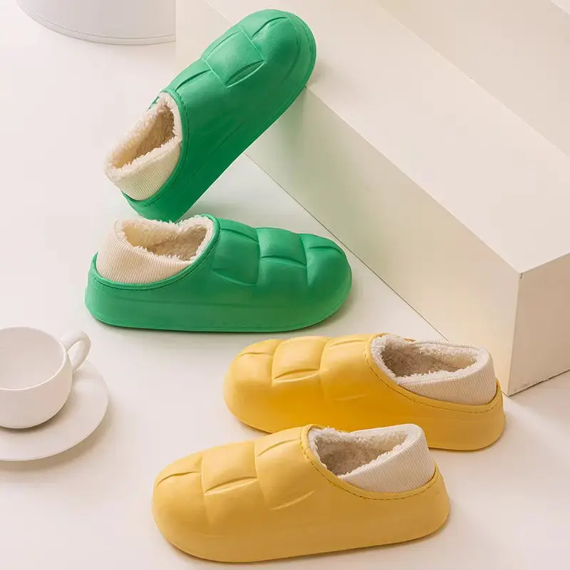 Qida Shun's New Autumn and Winter Cotton Slippers, Indoor and Outdoor Waterproof Cotton Shoes, Warm Couples, Thickeneded Eva Cotton Slippers Wholesale