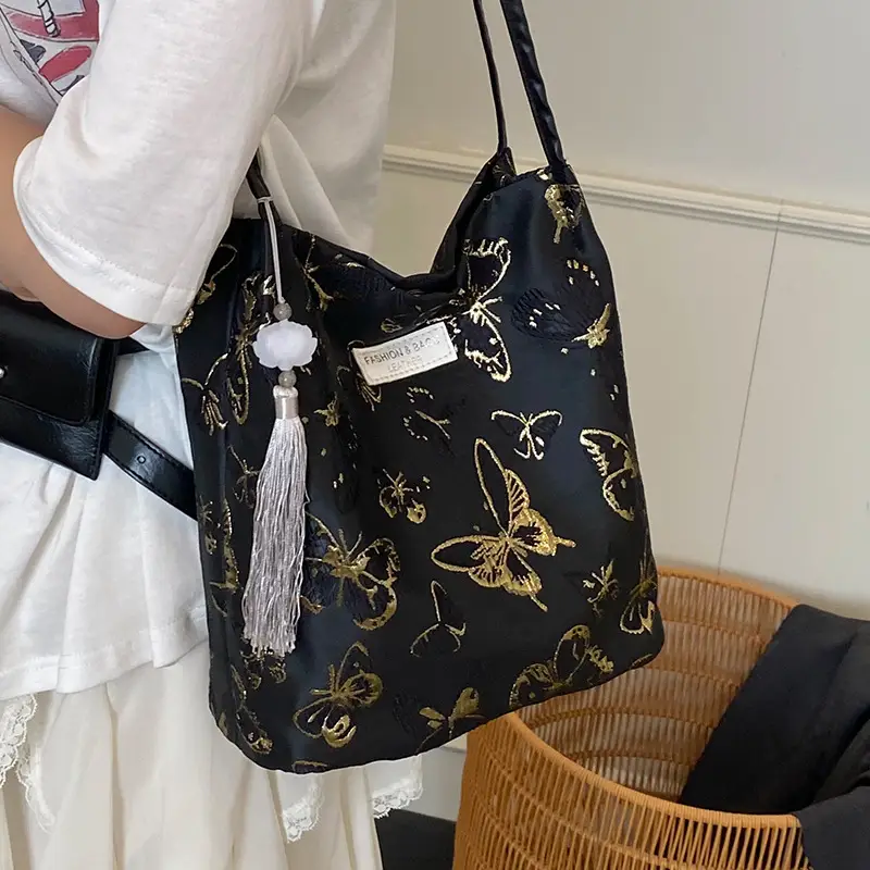 Women Embroidered Butterfly Shoulder Bag Large Capacity Summer Commute - Image 5