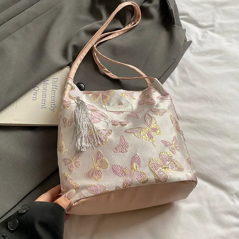Women Embroidered Butterfly Shoulder Bag Large Capacity Summer Commute - Image 2