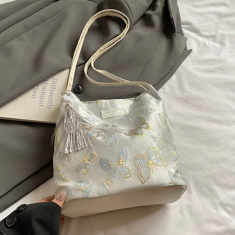Women Embroidered Butterfly Shoulder Bag Large Capacity Summer Commute - Image 3
