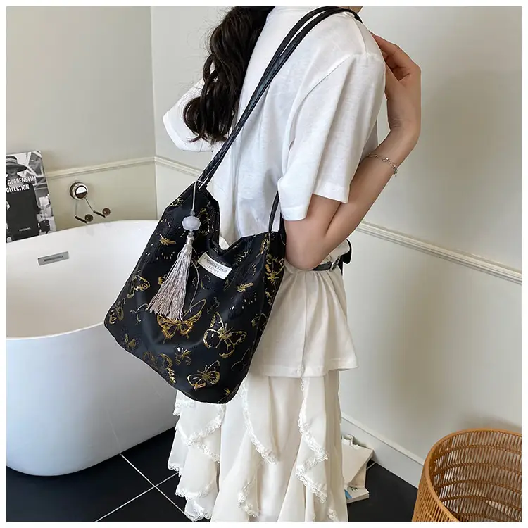Women Embroidered Butterfly Shoulder Bag Large Capacity Summer Commute — feature 15