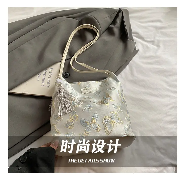 Women Embroidered Butterfly Shoulder Bag Large Capacity Summer Commute — feature 5