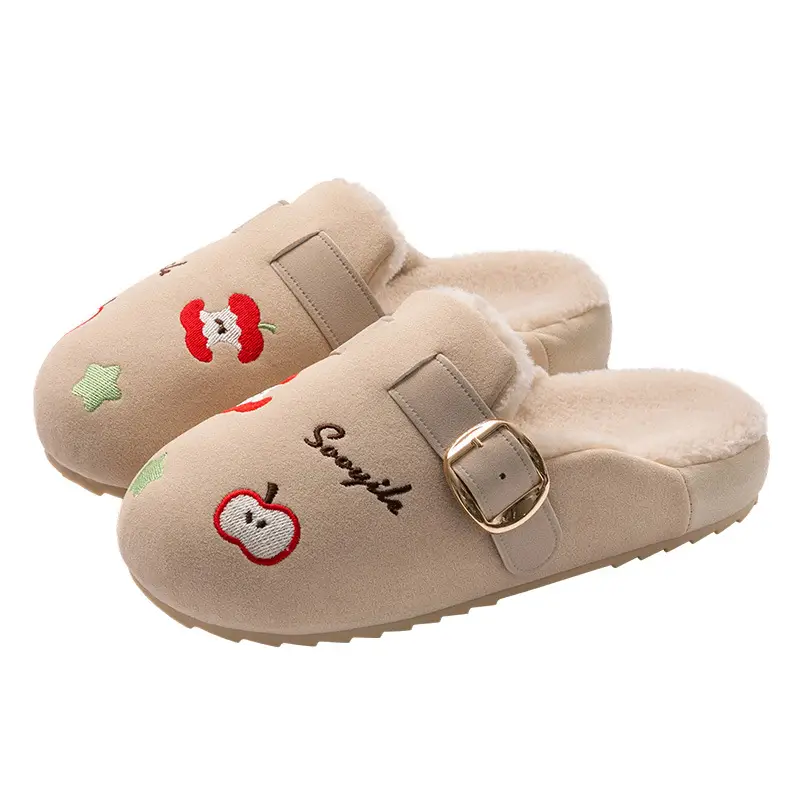 Women Cotton Warm Slippers Apple Design 2025