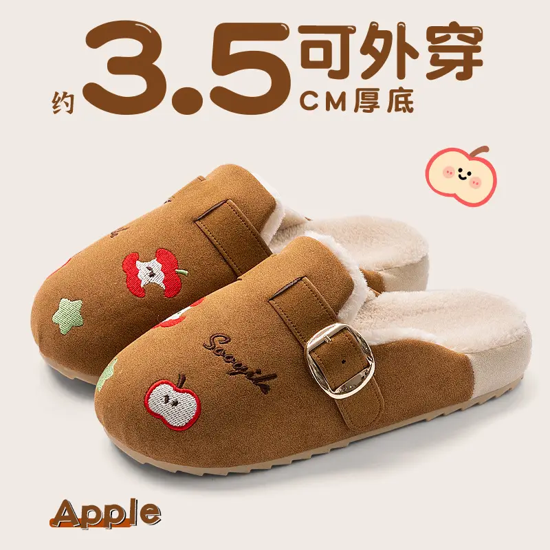 Women Cotton Warm Slippers Apple Design 2025