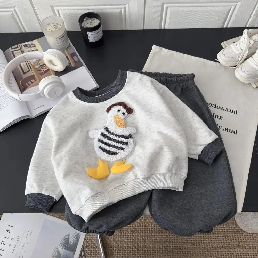 Baby Suit Grey Duck Print Long Sleeve Pants Medium - Image 5