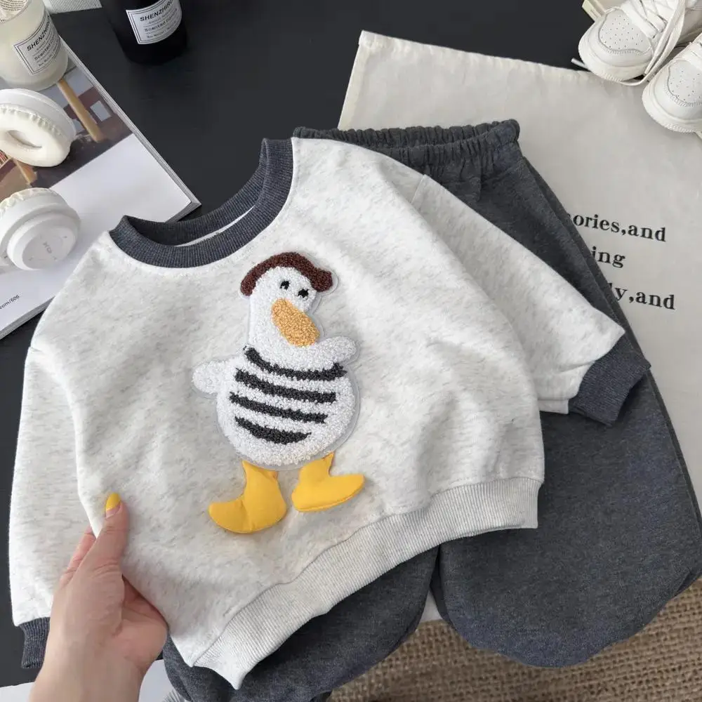 Baby Suit Grey Duck Print Long Sleeve Pants Medium - Image 6