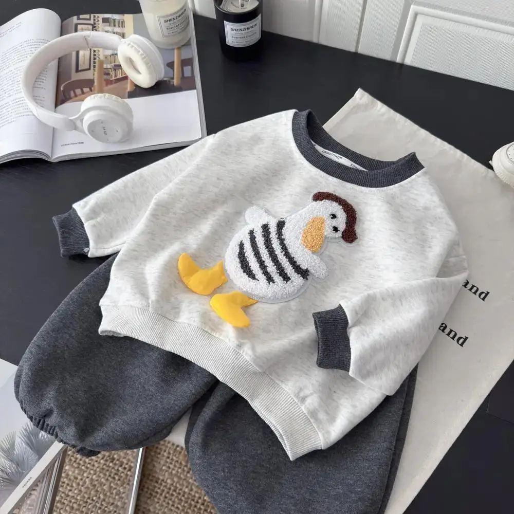 Baby Suit Grey Duck Print Long Sleeve Pants Medium — feature 5