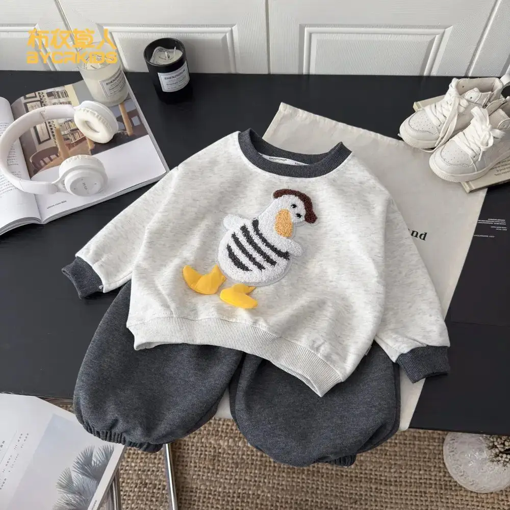 Baby Suit Grey Duck Print Long Sleeve Pants Medium — feature 6