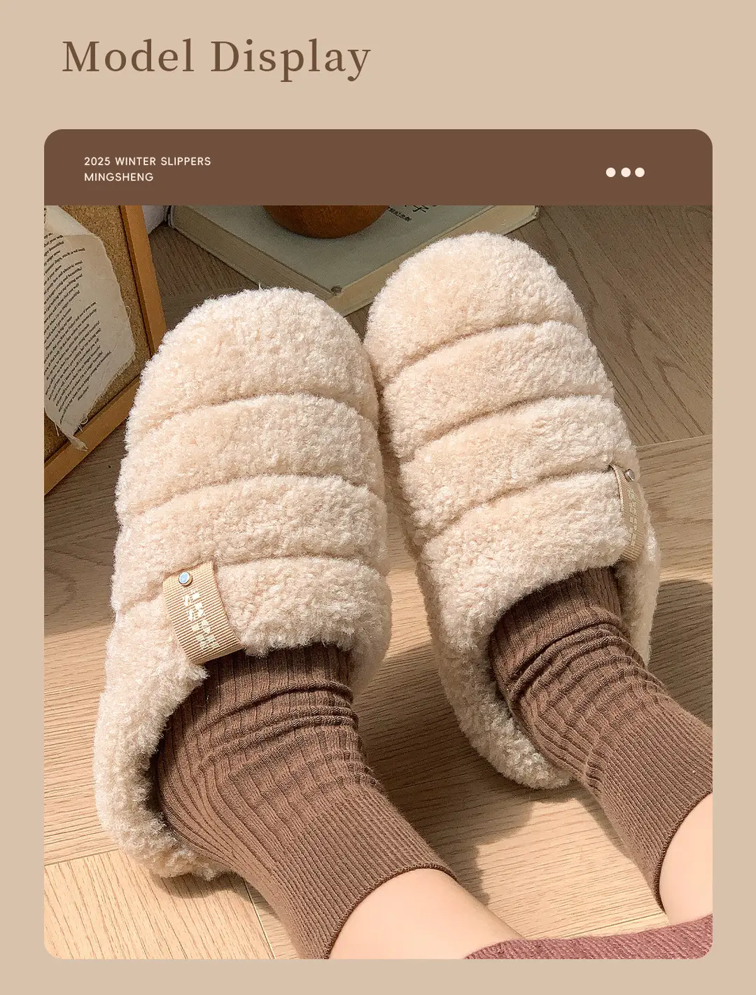 New Pure Color Simple Plush Slippers for Women in Autumn and Winter for Couples Indoor Home Fleece-Lined Warm Anti-Slip Cotton Slippers for Men — feature 4