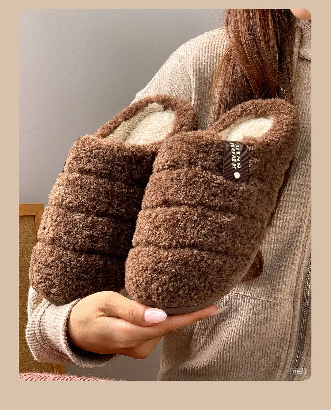 New Pure Color Simple Plush Slippers for Women in Autumn and Winter for Couples Indoor Home Fleece-Lined Warm Anti-Slip Cotton Slippers for Men — feature 9