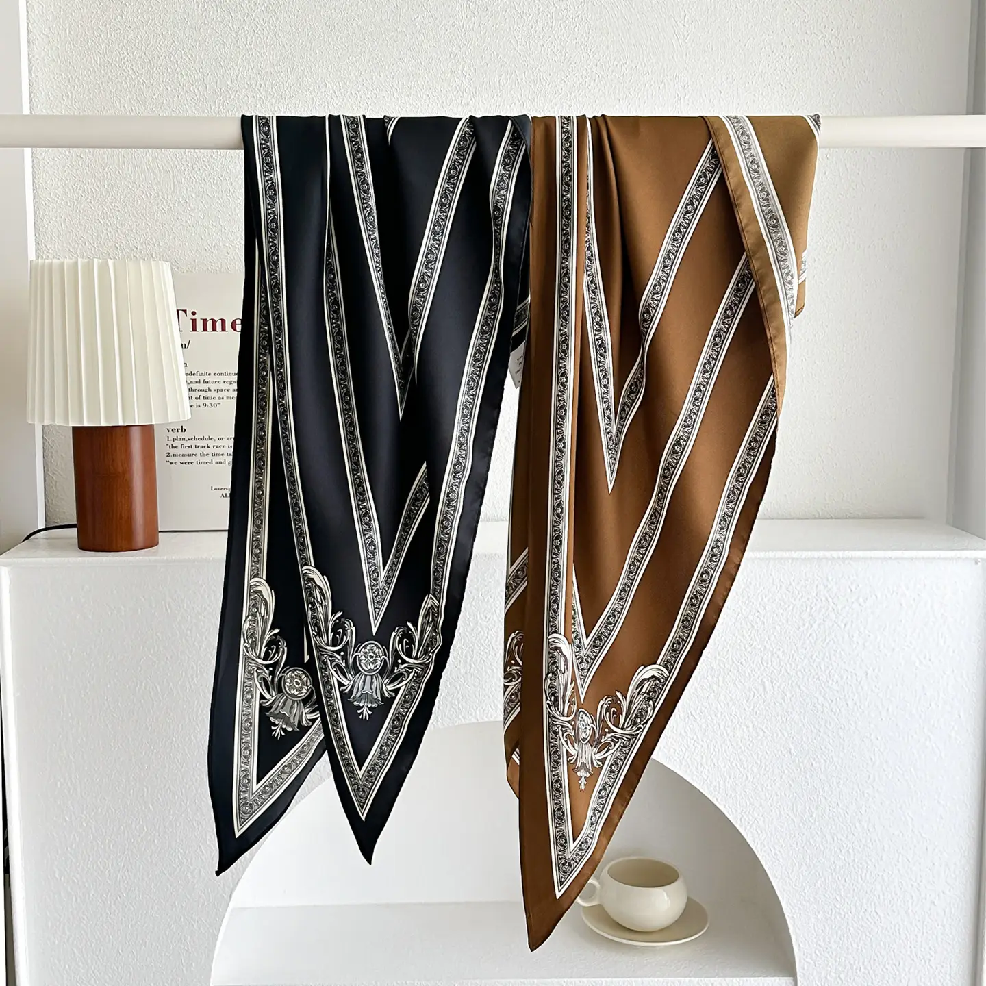Black Retro Waist Scarf for Women Silk Turban Belt - Image 59