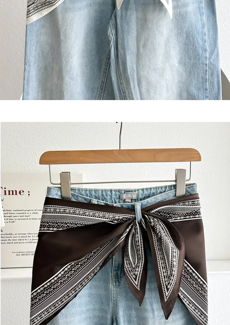Black Retro Waist Scarf for Women Silk Turban Belt — feature 5