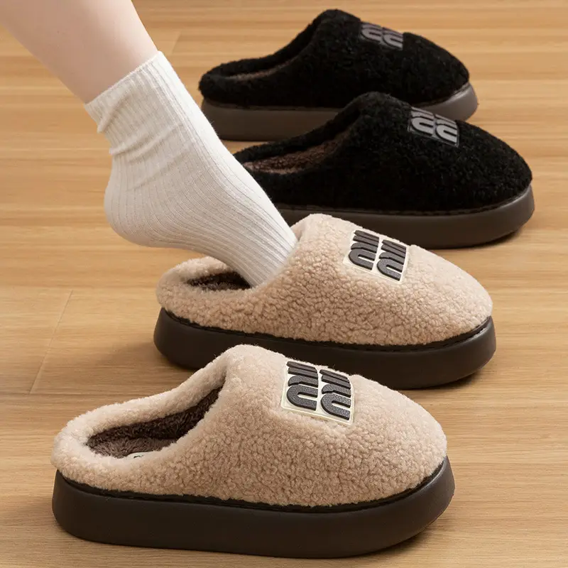 Women's Winter 2026 New Style Indoor Home Thick-Soled Non-Slip Plush Warm Slippers for Men