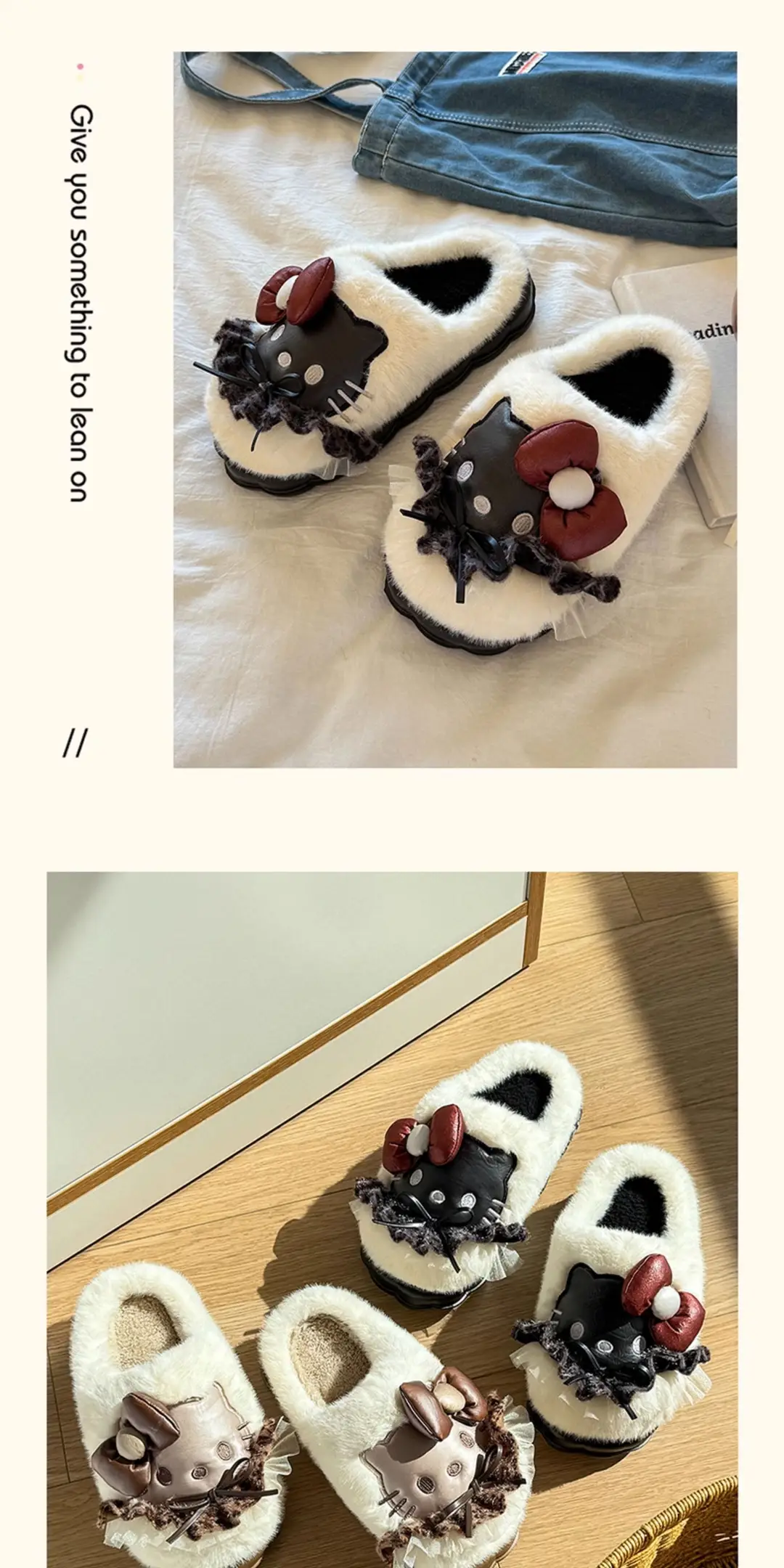 Hellokitty Cat Cotton Slippers Women's 2025 New Winter Ip Co-Branded Warm Anti-Slip Fleece-Lined Thickeneded Cotton Slippers — feature 6