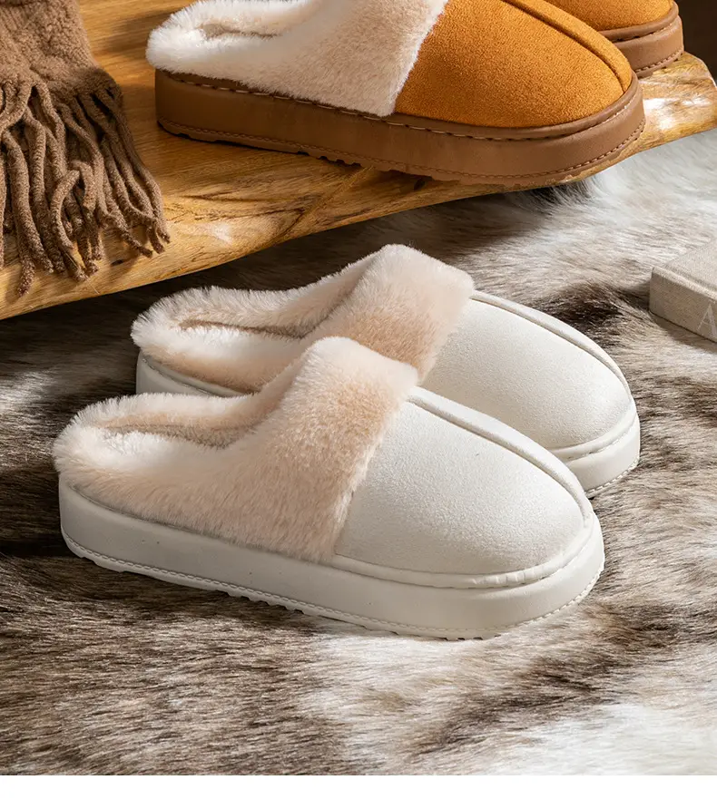 Cixi Cotton Slippers for Women, Thick-Soled Confinement Shoes, Winter Plush Home Use, Indoor Non-Slip Home Warm Couple Men — feature 2