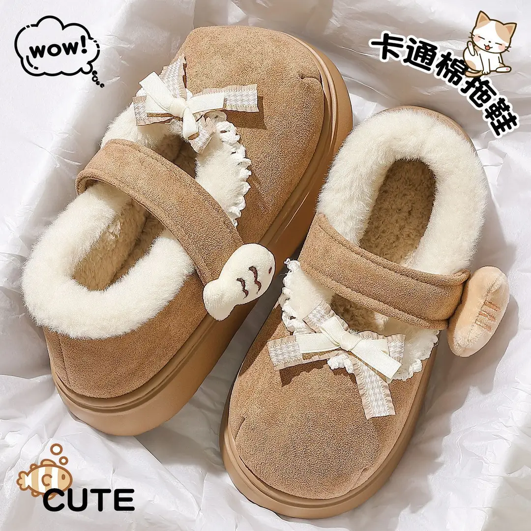 Cotton Shoes for Women to Wear Outside in Autumn and Winter 2025 New Indoor Cute Thick-Soled Warm Plush Bag Heel Cotton Shoes for Outdoor Use - Image 6