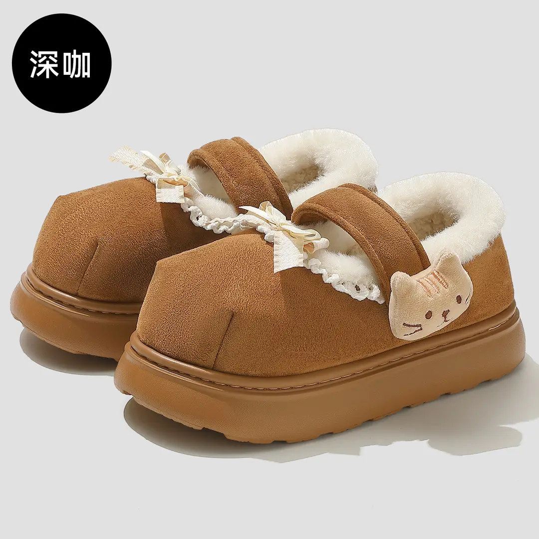 Cotton Shoes for Women to Wear Outside in Autumn and Winter 2025 New Indoor Cute Thick-Soled Warm Plush Bag Heel Cotton Shoes for Outdoor Use - Image 2