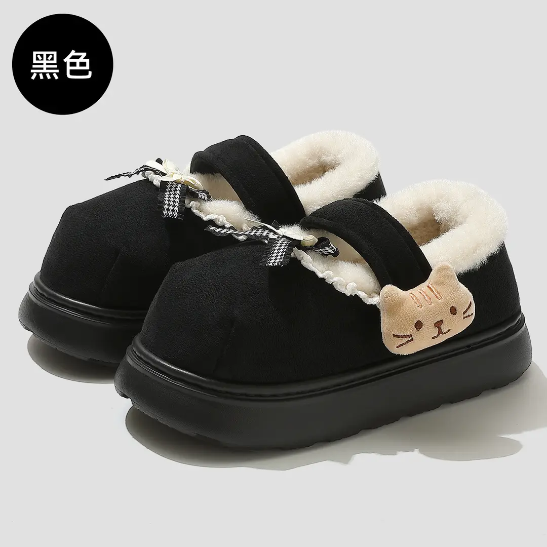 Cotton Shoes for Women to Wear Outside in Autumn and Winter 2025 New Indoor Cute Thick-Soled Warm Plush Bag Heel Cotton Shoes for Outdoor Use - Image 3