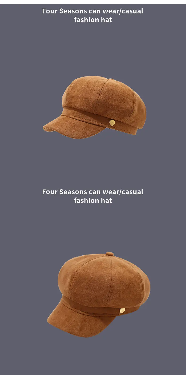 Women Matte Flocked Hat Autumn Winter Retro Beret — feature 10
