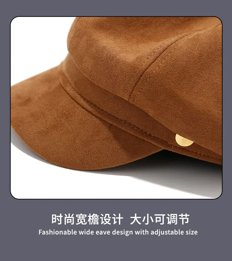 Women Matte Flocked Hat Autumn Winter Retro Beret — feature 12