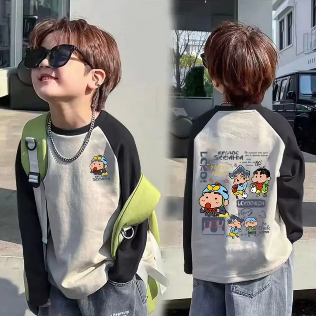 Boys Cotton Long Sleeve T-Shirt with Cartoon Print