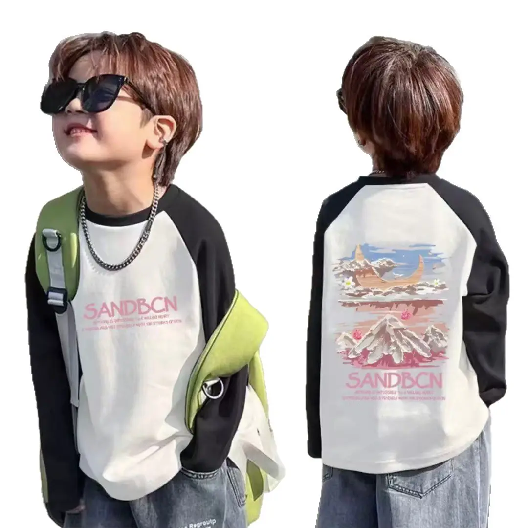 Boys Cotton Long Sleeve T-Shirt with Cartoon Print