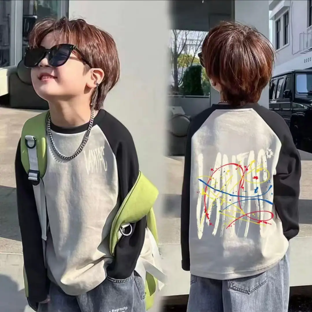 Boys Cotton Long Sleeve T-Shirt with Cartoon Print