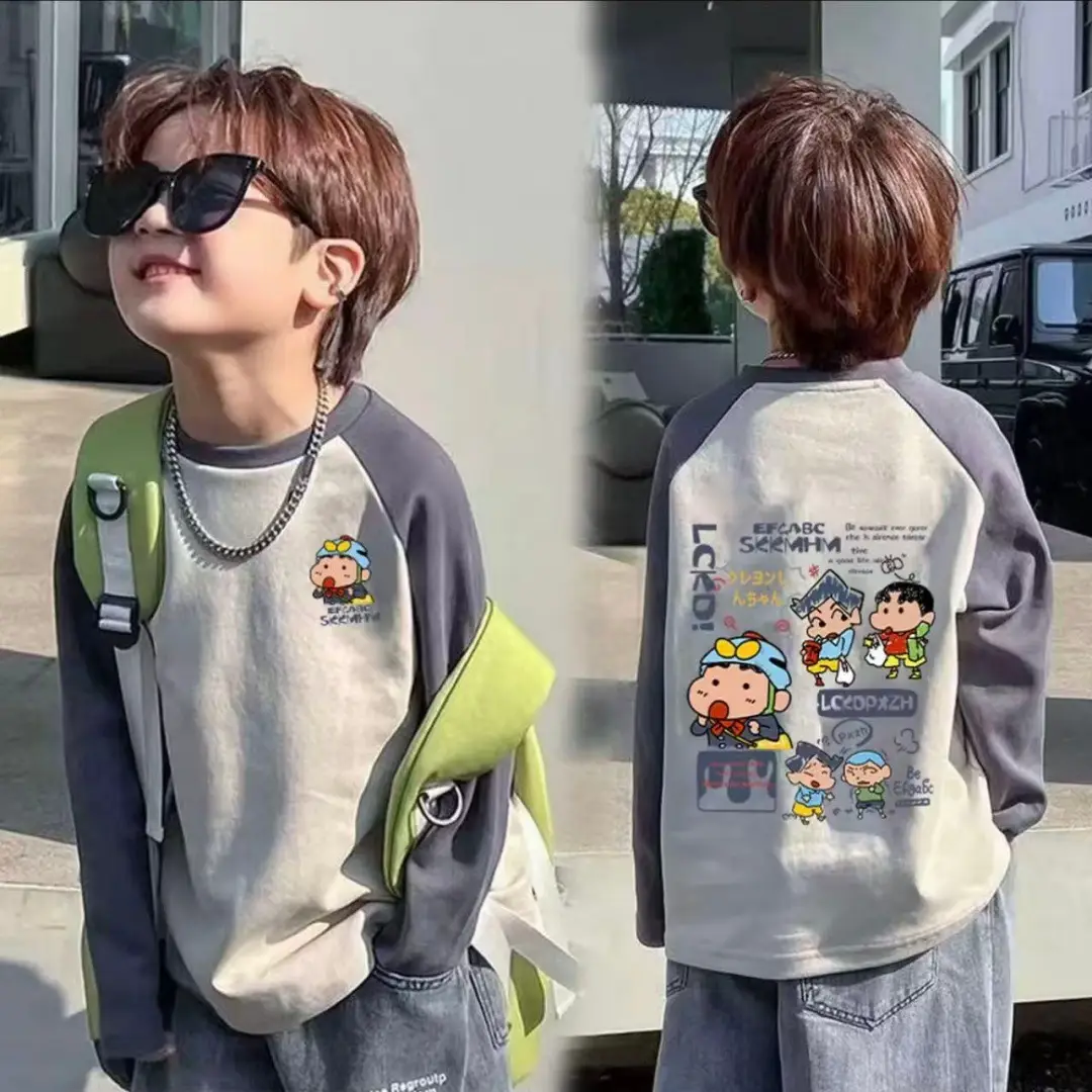 Boys Cotton Long Sleeve T-Shirt with Cartoon Print