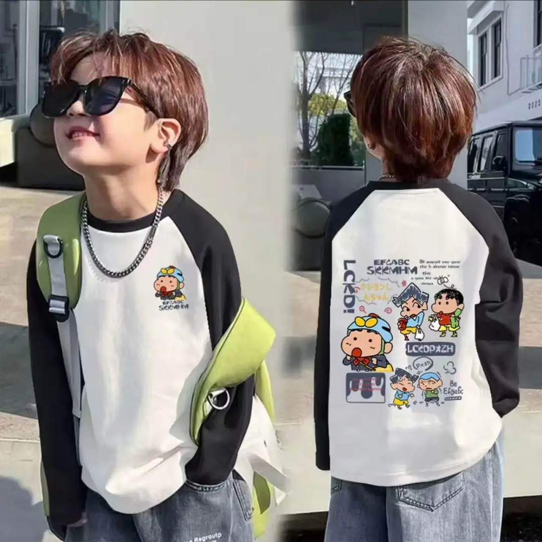 Boys Cotton Long Sleeve T-Shirt with Cartoon Print