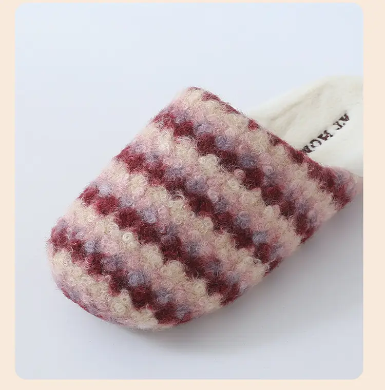 Women Retro Striped Cotton Slippers Winter Warm — feature 4