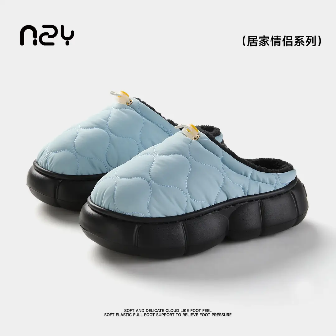 Qidan Shoe Factory Waterproof Cotton Slippers for Women's Home Indoor Fleece-Lined Warm Thick-Soled Non-Slip Soft-Soled Couple Cotton Slippers for Men - Image 8