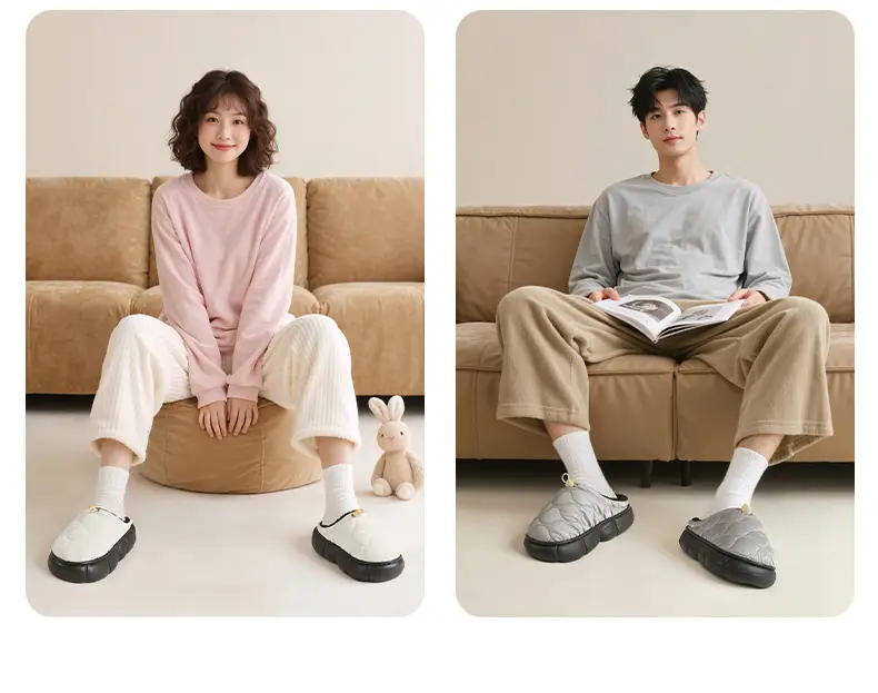 Qidan Shoe Factory Waterproof Cotton Slippers for Women's Home Indoor Fleece-Lined Warm Thick-Soled Non-Slip Soft-Soled Couple Cotton Slippers for Men — feature 10
