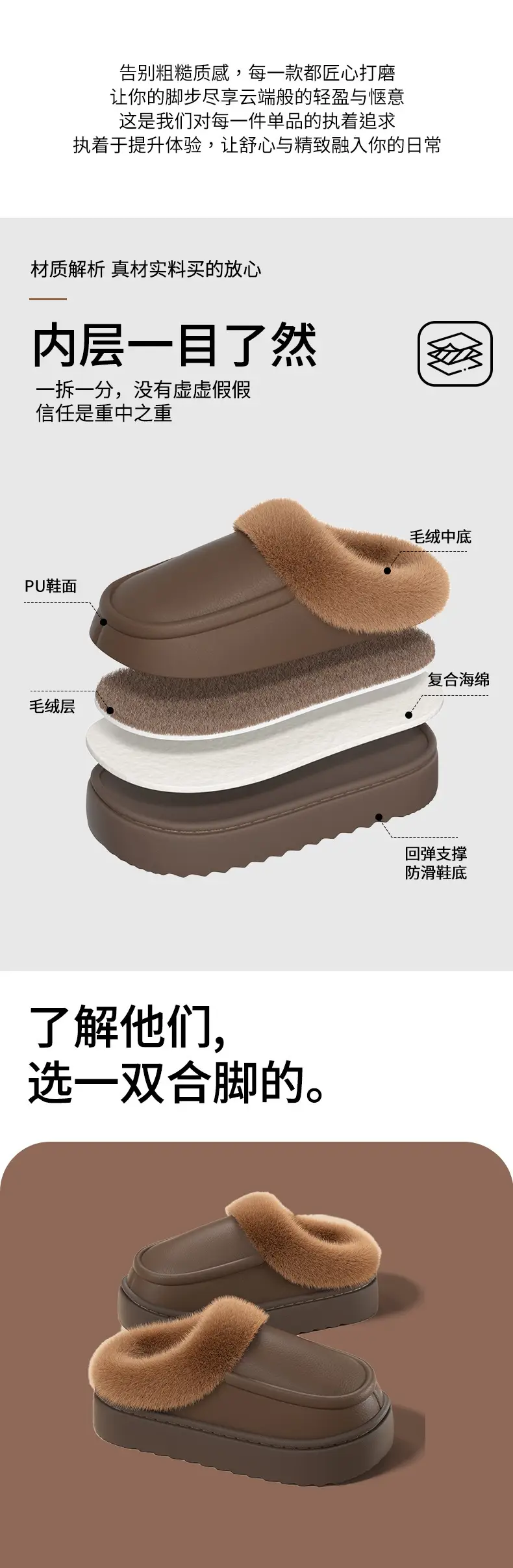 Waterproof Bag Heel Cotton Slippers for Men 2025 New Autumn and Winter Indoor Home Fleece-Lined Warm Thick-Soled Plush Slippers for Women — feature 2