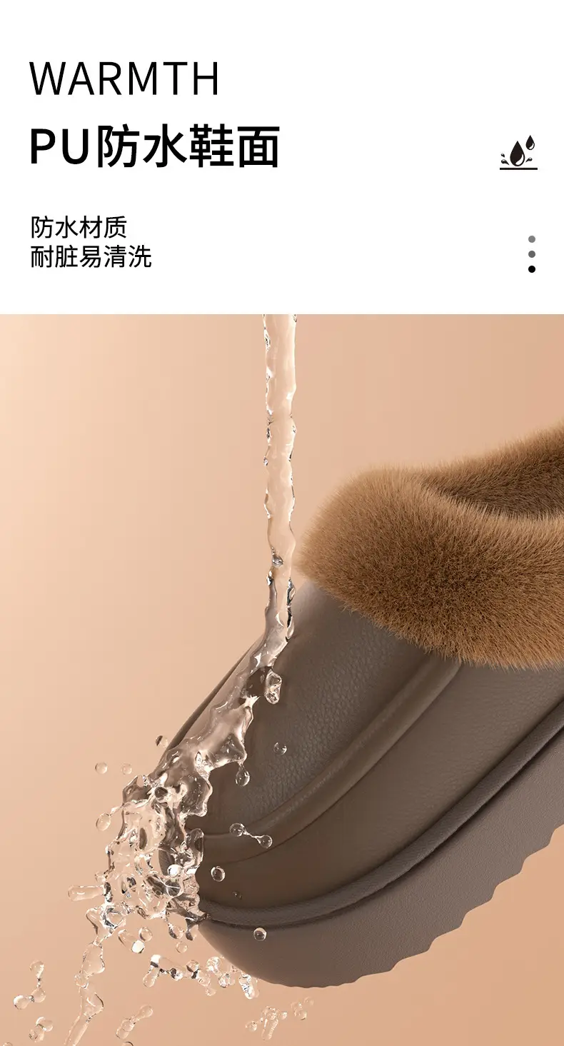 Waterproof Bag Heel Cotton Slippers for Men 2025 New Autumn and Winter Indoor Home Fleece-Lined Warm Thick-Soled Plush Slippers for Women — feature 8