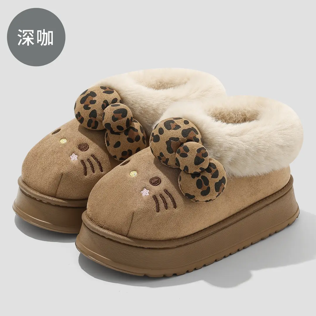 Thick-Soled Winter Cotton Slippers for Women, Cute and Warm, Suitable for Outdoor Wear, Plush Indoor Non-Slip Birkenstock-Style Cotton Slippers for Women, Wholesale - Image 9