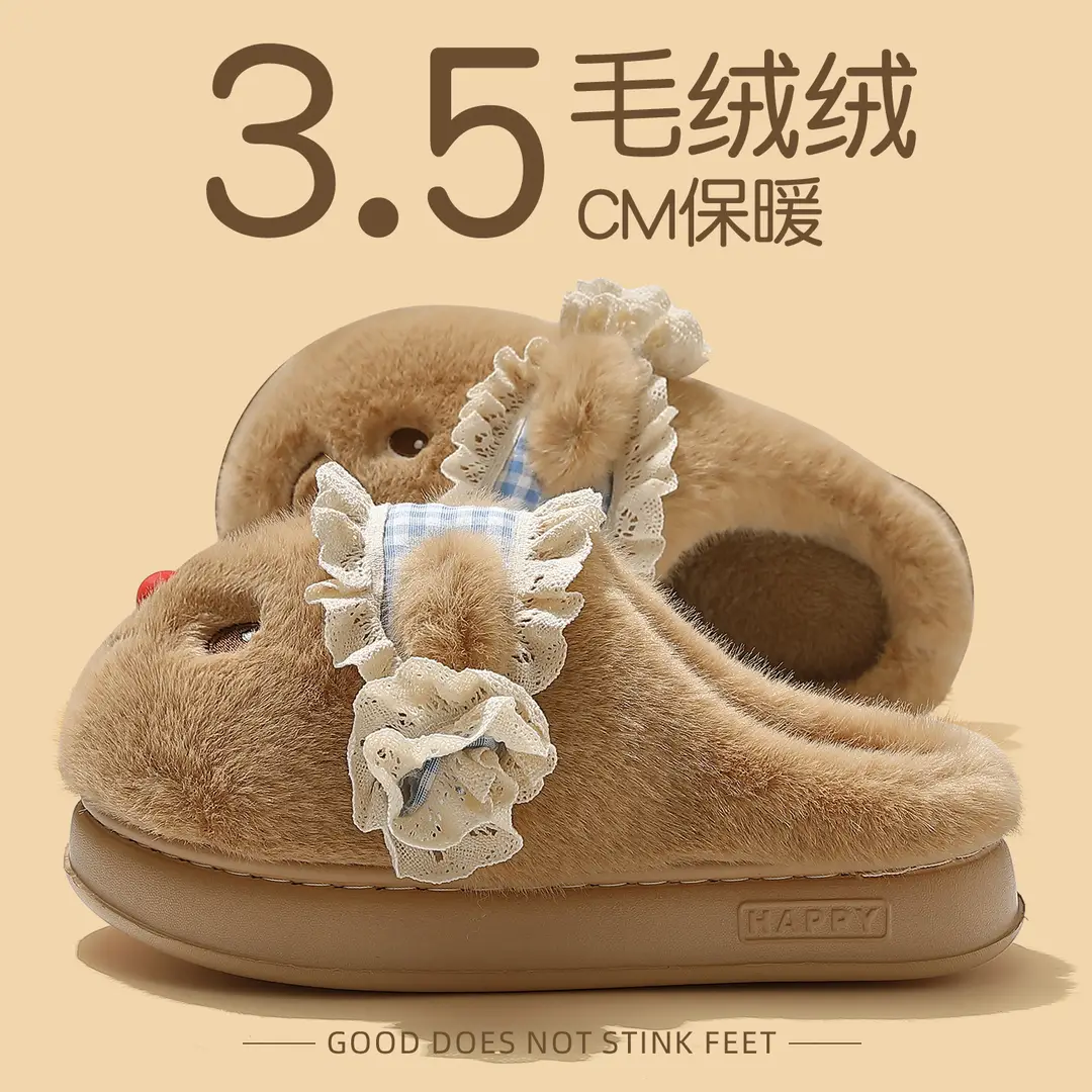 Thick-Soled Cotton Slippers for Women Winter 2025 New Indoor Home Thick-Soled Warm Wholesale Anti-Slip Plush Slippers for Women - Image 5