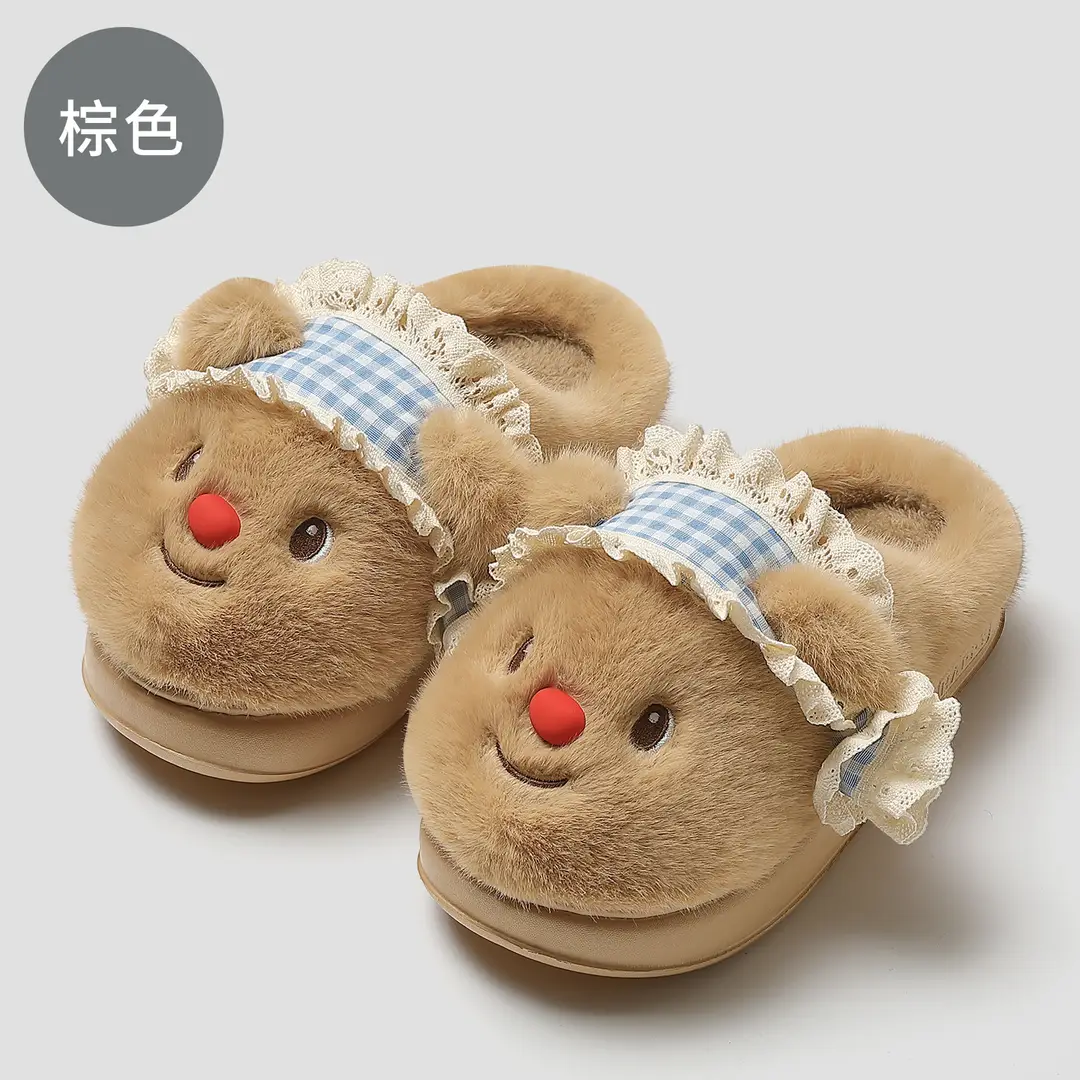 Thick-Soled Cotton Slippers for Women Winter Indoor Home Thick-Soled Plus Velvet Cotton Slippers Warm Non-Slip Wool Slippers Winter Wholesale