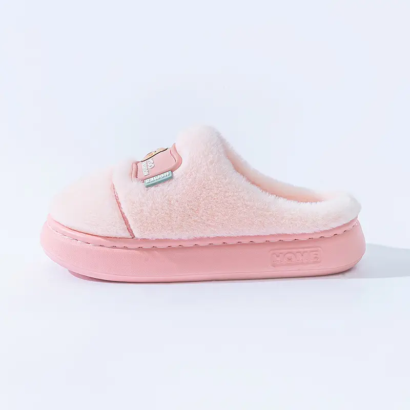 Women's Cotton Slippers for Home, Autumn and Winter, Non-Slip, Warm, Plush Cotton Slippers, Thick-Soled Plush Maternity Shoes, Couple's Plush Slippers