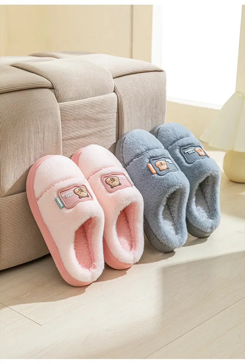 Women's Cotton Slippers for Home, Autumn and Winter, Non-Slip, Warm, Plush Cotton Slippers, Thick-Soled Plush Maternity Shoes, Couple's Plush Slippers — feature 15