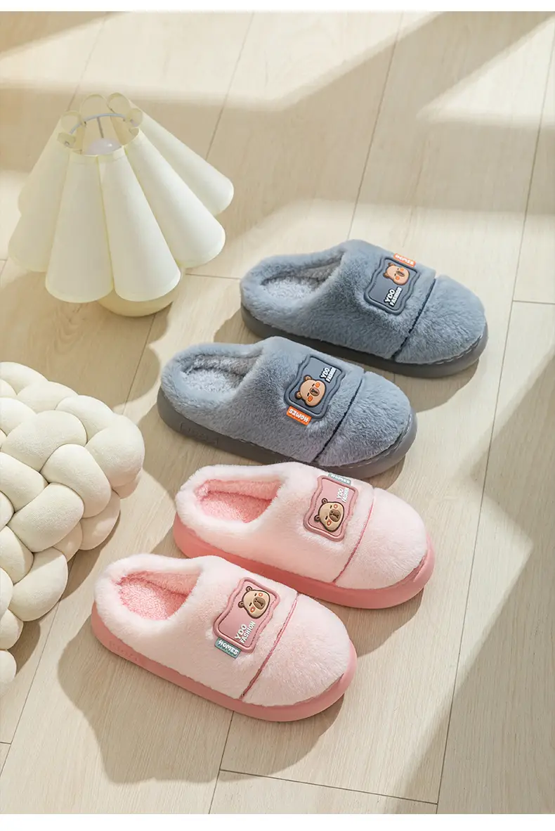 Women's Cotton Slippers for Home, Autumn and Winter, Non-Slip, Warm, Plush Cotton Slippers, Thick-Soled Plush Maternity Shoes, Couple's Plush Slippers — feature 16