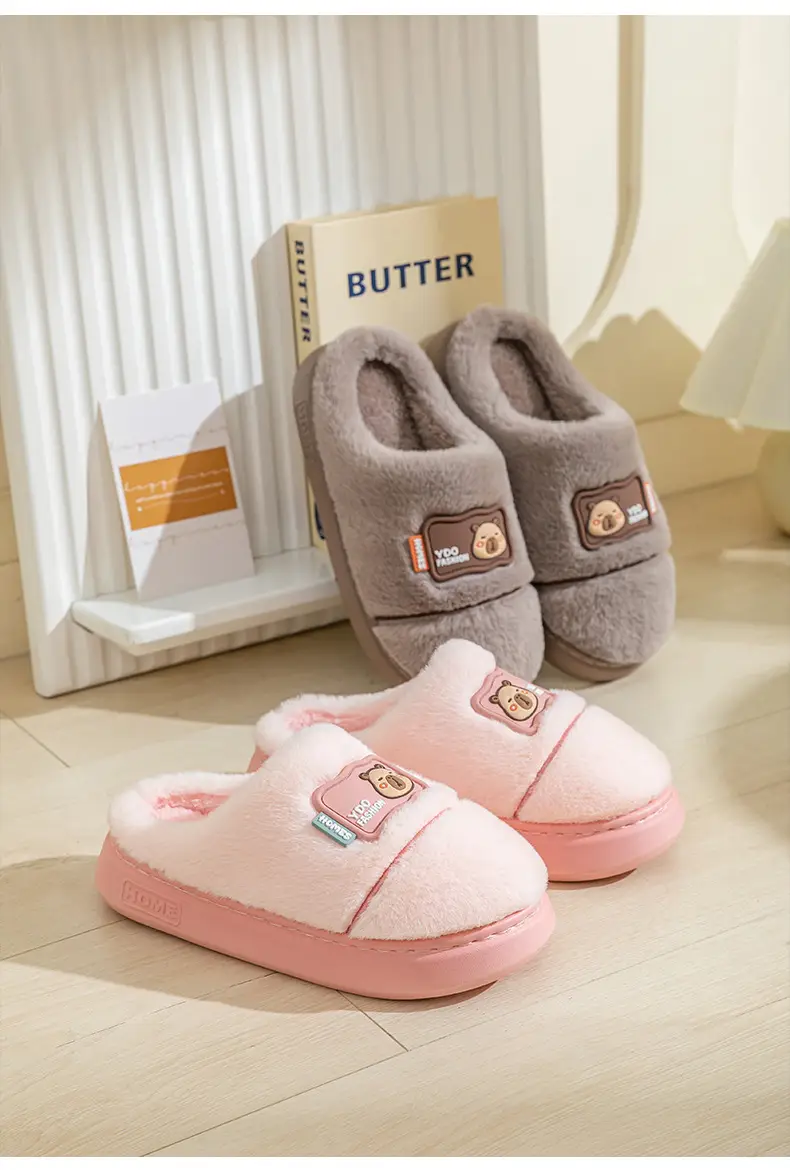 Women's Cotton Slippers for Home, Autumn and Winter, Non-Slip, Warm, Plush Cotton Slippers, Thick-Soled Plush Maternity Shoes, Couple's Plush Slippers — feature 18