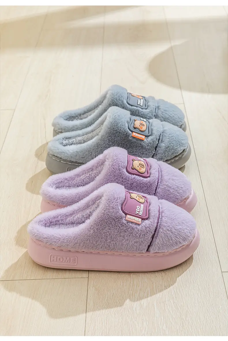 Women's Cotton Slippers for Home, Autumn and Winter, Non-Slip, Warm, Plush Cotton Slippers, Thick-Soled Plush Maternity Shoes, Couple's Plush Slippers — feature 19