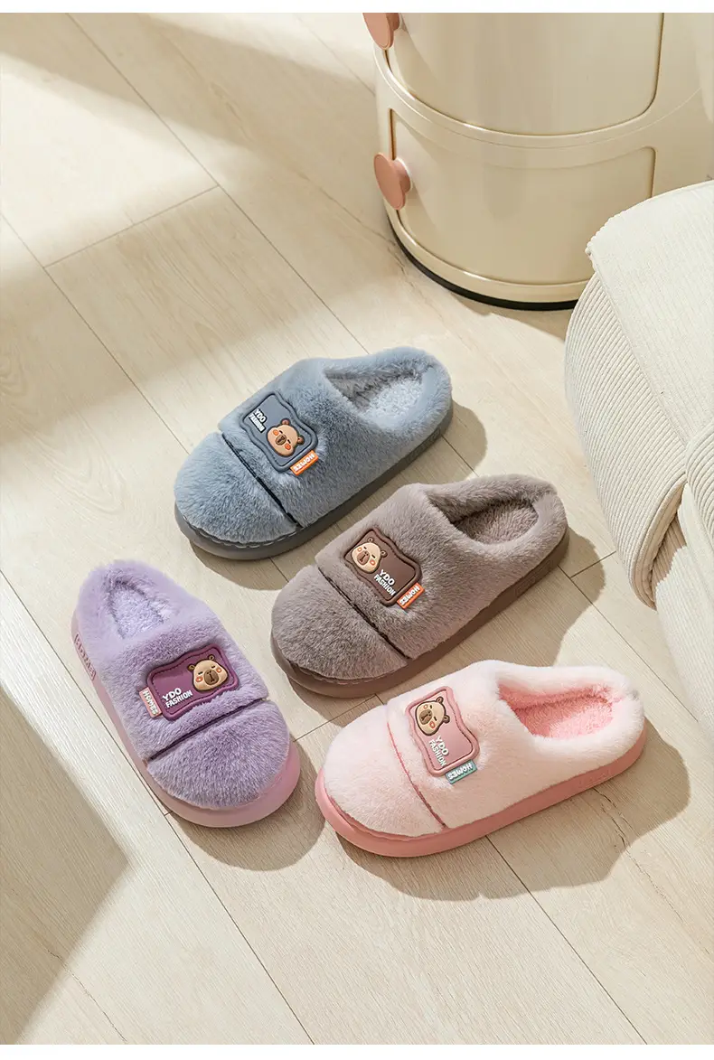 Women's Cotton Slippers for Home, Autumn and Winter, Non-Slip, Warm, Plush Cotton Slippers, Thick-Soled Plush Maternity Shoes, Couple's Plush Slippers — feature 20