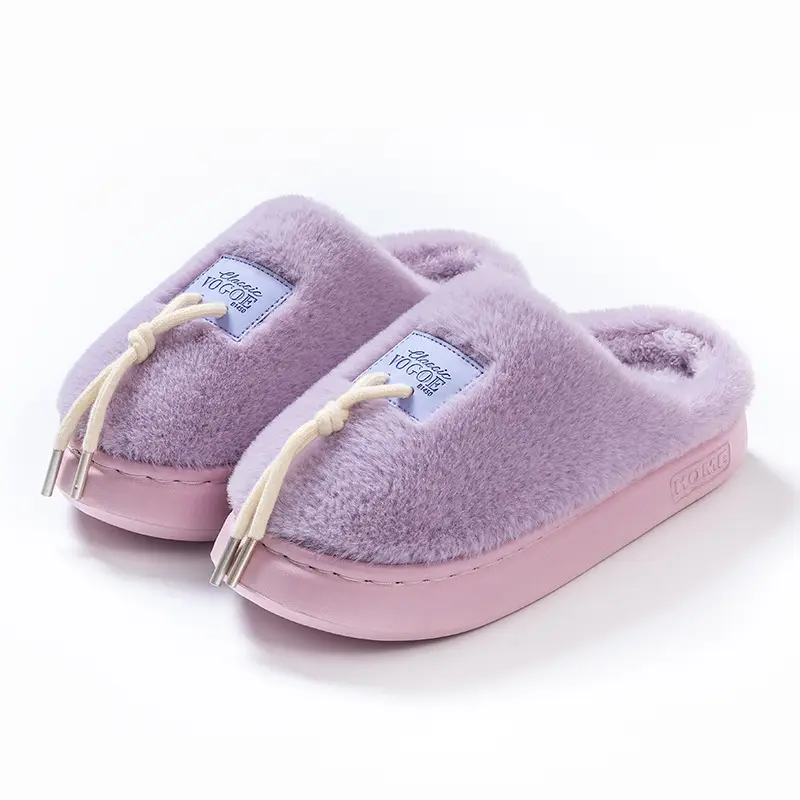 Women's Cotton Slippers for Home, Autumn and Winter, Non-Slip, Warm, Plush Cotton Slippers, Thick-Soled Plush Maternity Shoes, Couple's Plush Slippers