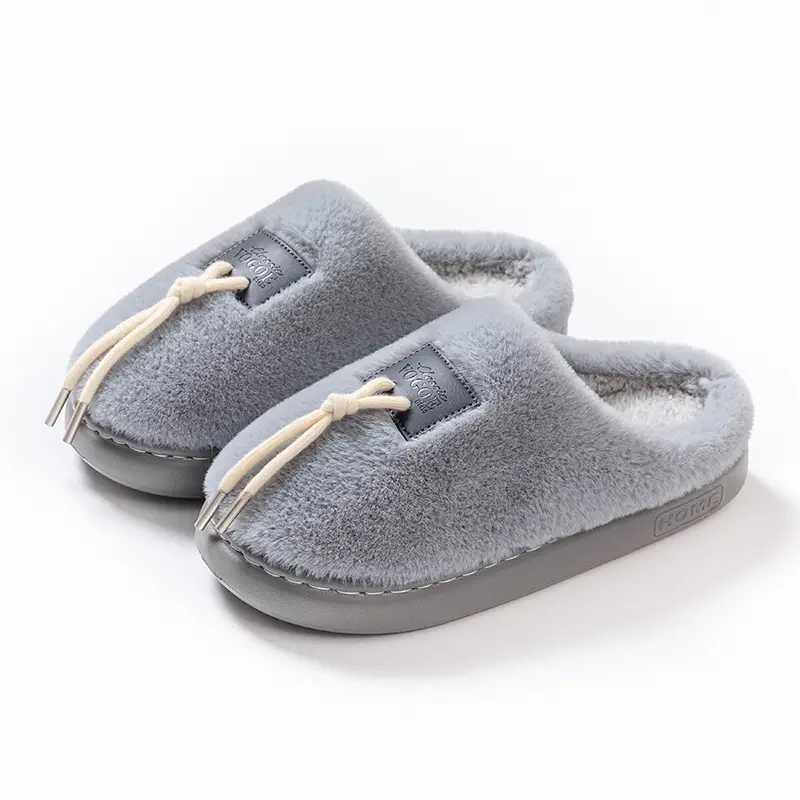 Women's Cotton Slippers for Home, Autumn and Winter, Non-Slip, Warm, Plush Cotton Slippers, Thick-Soled Plush Maternity Shoes, Couple's Plush Slippers
