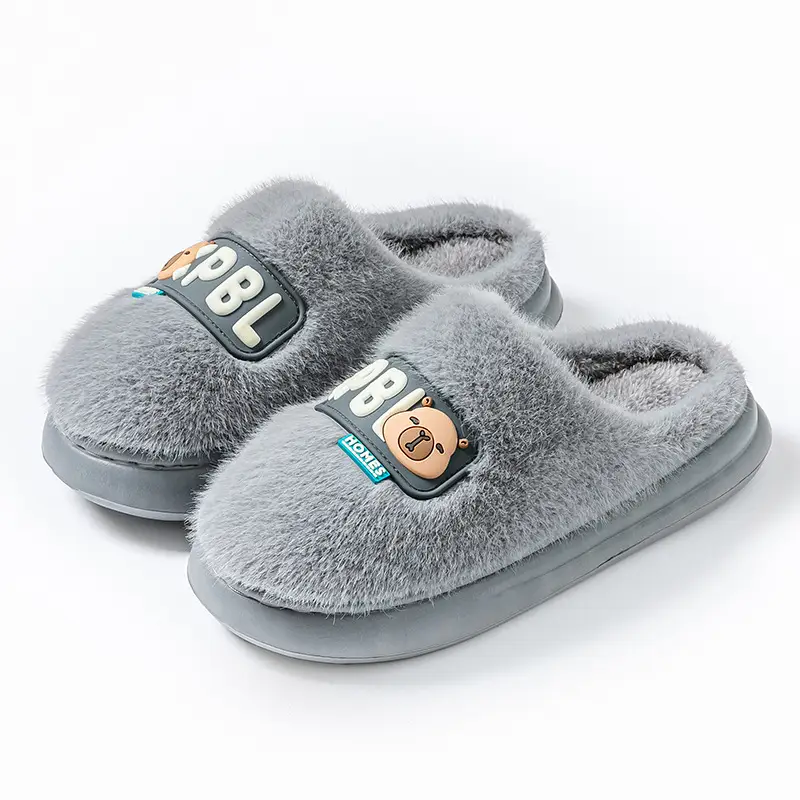 Women's Cotton Slippers for Home, Autumn and Winter, Non-Slip, Warm, Plush Cotton Slippers, Thick-Soled Plush Maternity Shoes, Couple's Plush Slippers