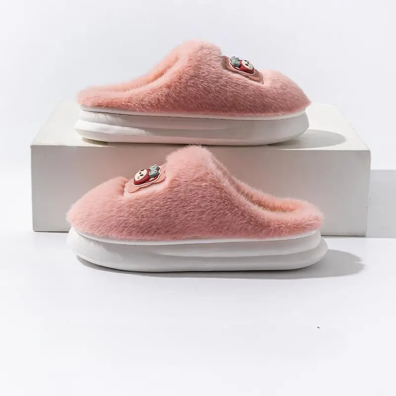 Women's Cotton Slippers for Home, Autumn and Winter, Non-Slip, Warm, Plush Cotton Slippers, Thick-Soled Plush Maternity Shoes, Couple's Plush Slippers