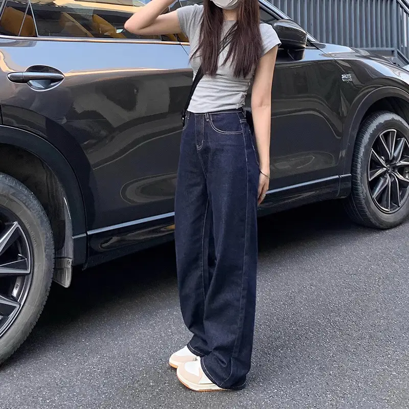 Dark Blue Wide Leg Jeans for Women 2025