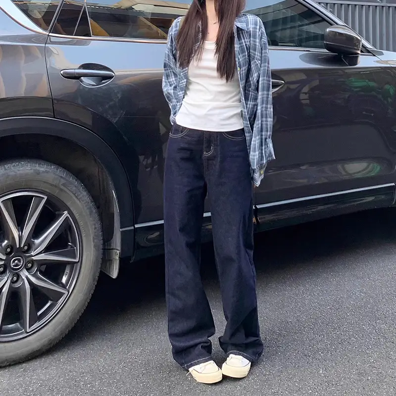 Dark Blue Wide Leg Jeans for Women 2025