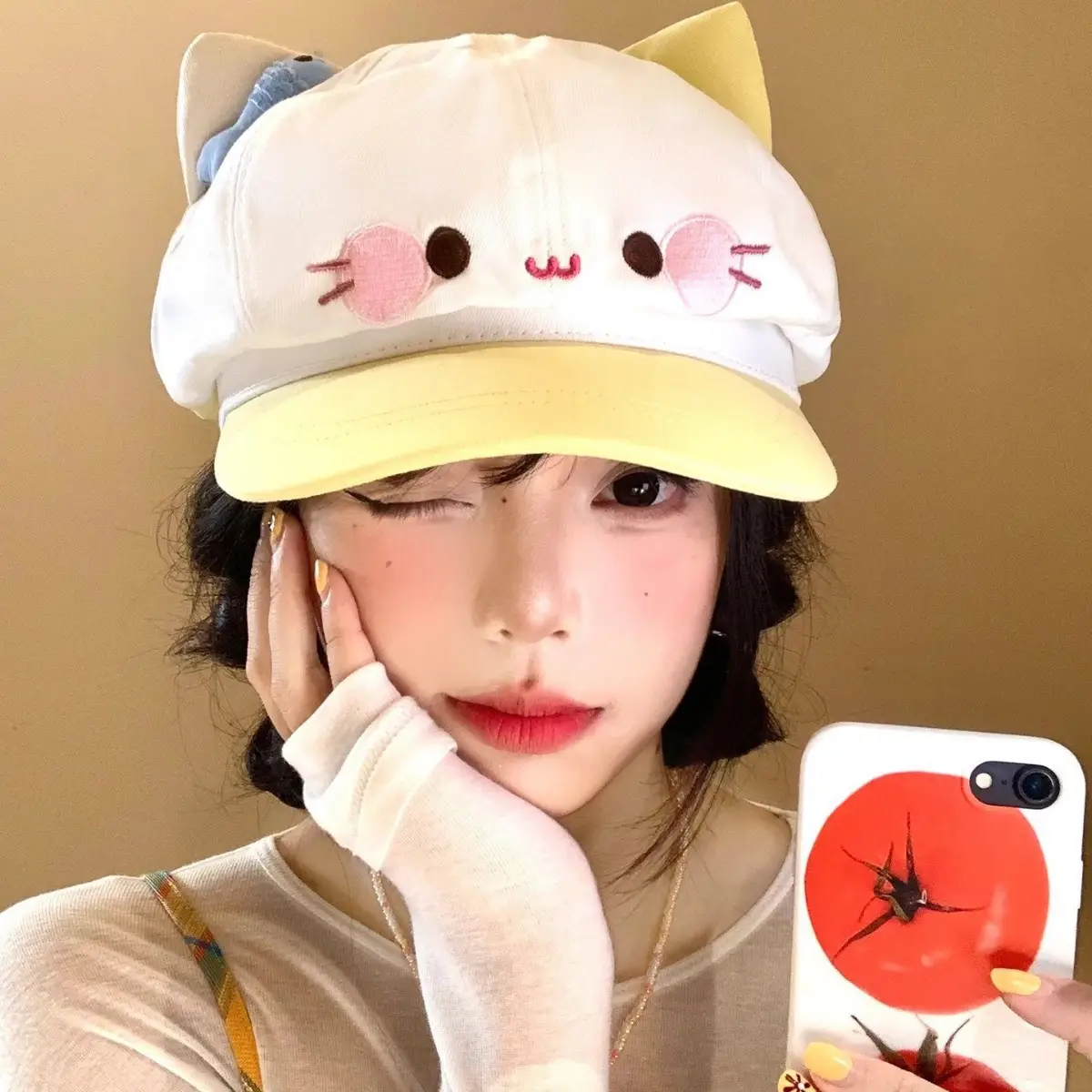 New Cat Cat Cap for Women Spring Autumn Cute Face Slimming - Image 3